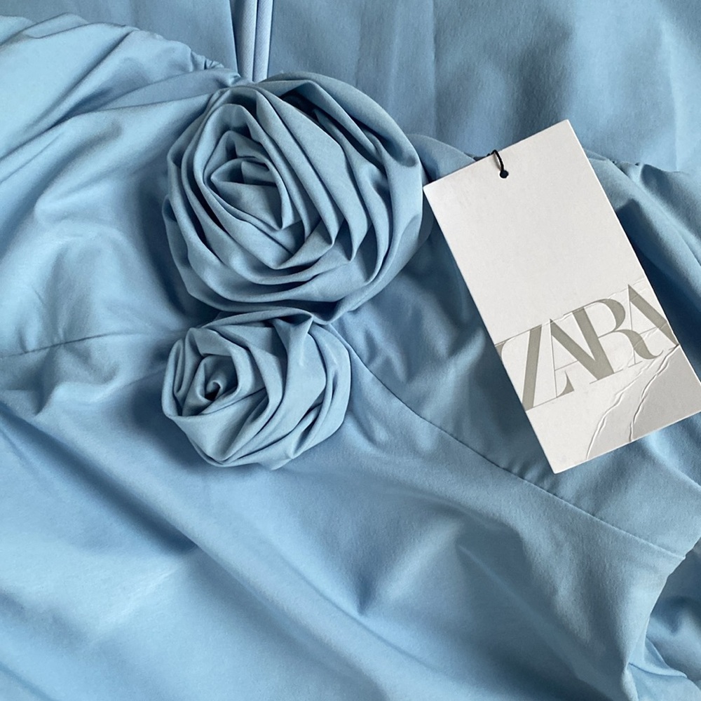 🆕 2024 ZARA RAISED FLOWERS STRAPLESS DRESS - Picture 6 of 6